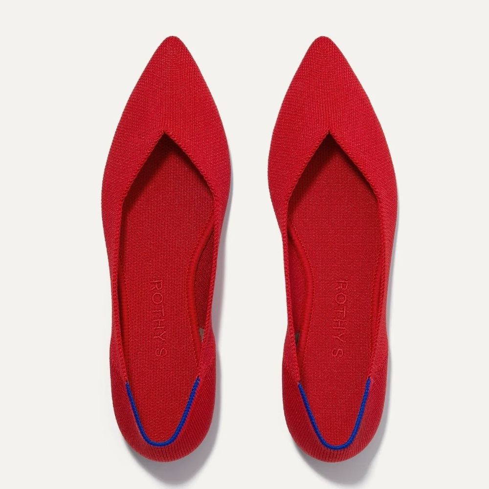Rothy's Red Flats with Blue Accent